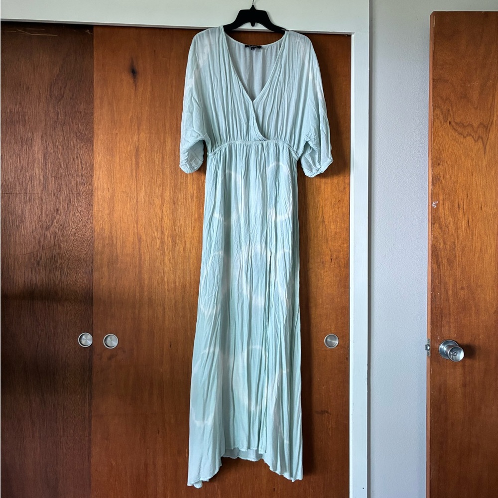 Lulu's Sea Foam Green Tie Dye Maxi Dress - Size Large